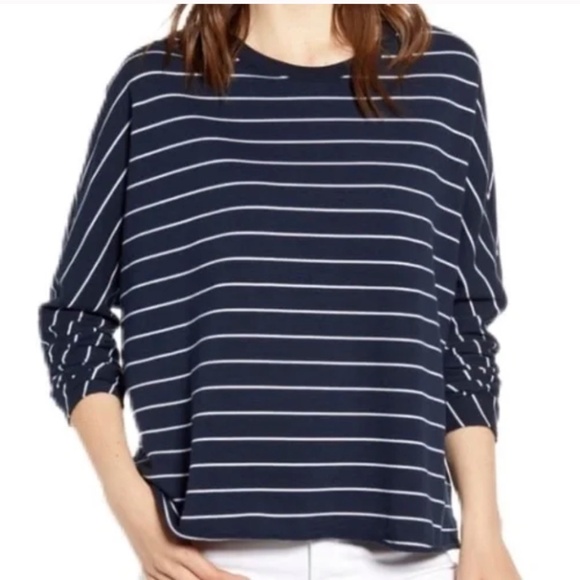 Frank & Eileen Tee Lab Oversized L/S Sweatshirt • M • British Royal Navy/White - Picture 1 of 8